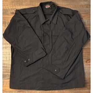 Tru-Spec Shirt Mens Medium Black Long Sleeve Button Utility Uniform Combat